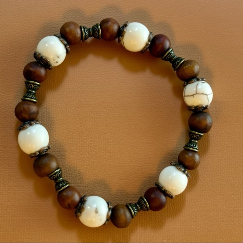 Handmade Boho Bracelet Bundle | Wood, Stone, Earthy Neutrals (Set of 3) - Picture 6 of 6